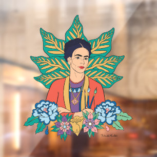 Autocollant Pour Fenêtre Frida Kahlo Graphisme floral coloré