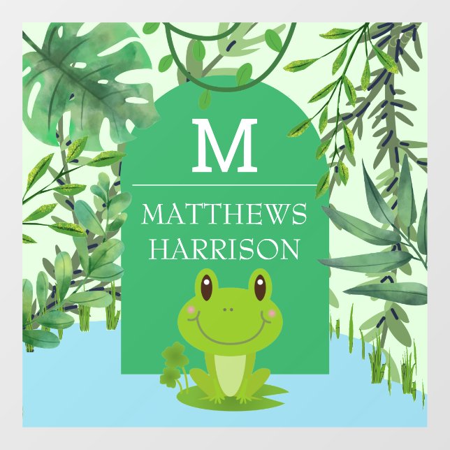 Autocollant Pour Fenêtre Frog Art Monogramme lettre Bébé garçon Pépinière d (Feuille)