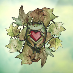 Autocollant Pour Fenêtre Froggy amoureux art amusant grenouilles et coeur