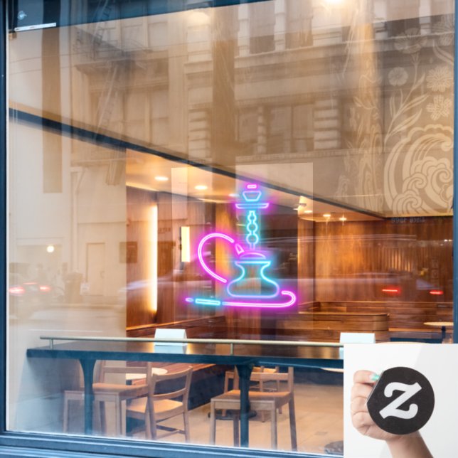 Autocollant Pour Fenêtre Fumer Shop Faux Neon Signboard Hookah Pipe (Fenêtre de café)