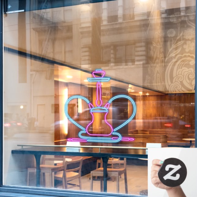 Autocollant Pour Fenêtre Fumer Shop Faux Neon Signboard Hookah Pipe (Fenêtre de café)