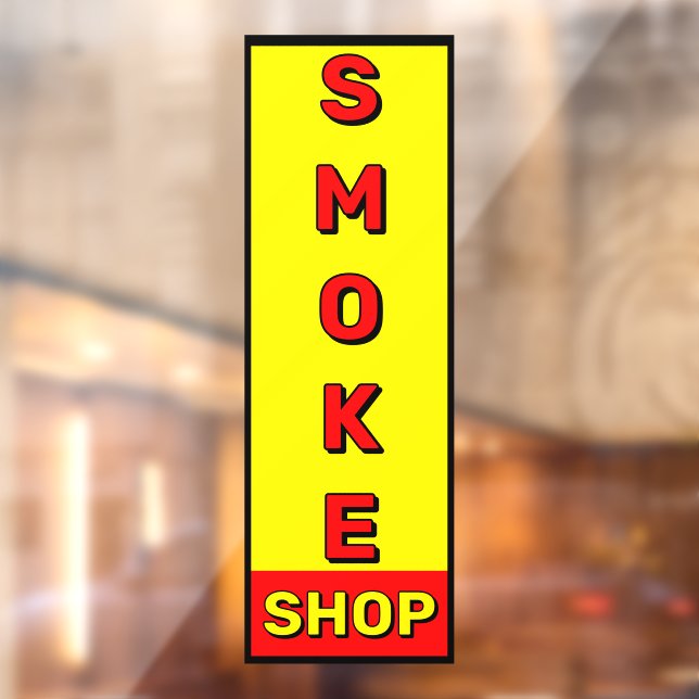 Autocollant Pour Fenêtre Fumer Shop rouge jaune noir advert (Feuille 2)