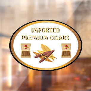 Autocollant Pour Fenêtre Fumeur Boutique Importé Cigars Premium Avant Adver