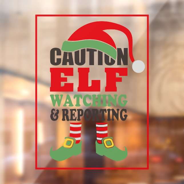 Autocollant Pour Fenêtre Fun ATTENTION ELF REGARDER Noël (Feuille 2)