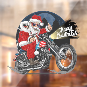 Autocollant Pour Fenêtre Funny Christmas Motorcycle équitation Santa Claus