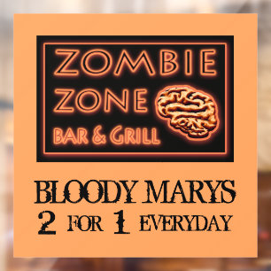 Autocollant Pour Fenêtre Funny Halloween Zombie Zone Bloody Marys