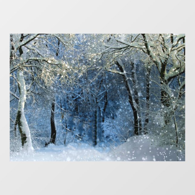 Autocollant Pour Fenêtre Galerie magique Sunshine Forêt de neige Wonderland (Feuille)