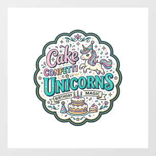 Autocollant Pour Fenêtre Gâteau de Licorne Confettis Licornes POD Prêt POD