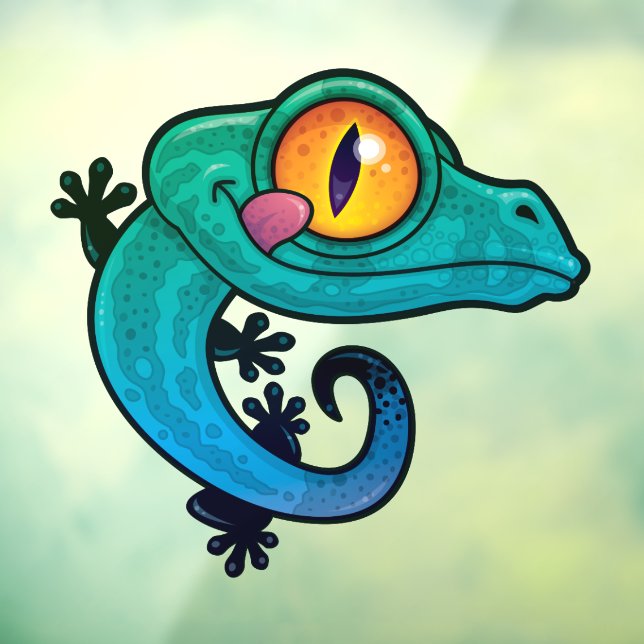 Autocollant Pour Fenêtre Gecko couleur mignon (Feuille 3)
