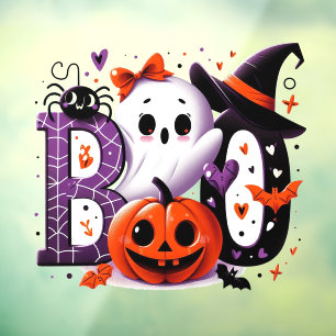 Autocollant Pour Fenêtre Ghost mignon et Halloween Citrouille 'Boo'