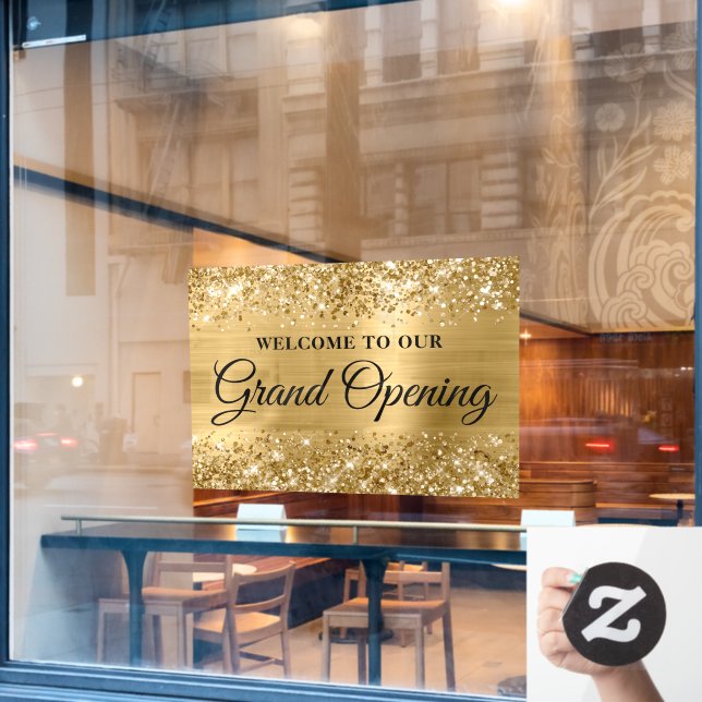 Autocollant Pour Fenêtre Glittery Gold Bienvenue à notre Grand Ouverture (Fenêtre de café)