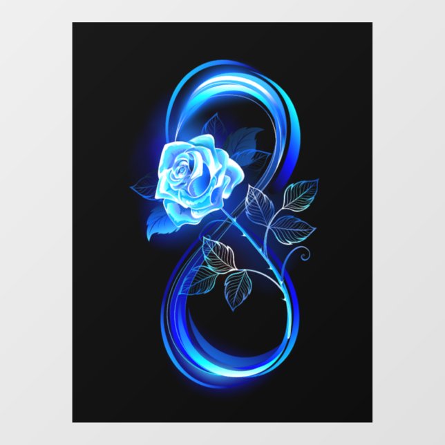 Autocollant Pour Fenêtre Glowing infinity with blue rose