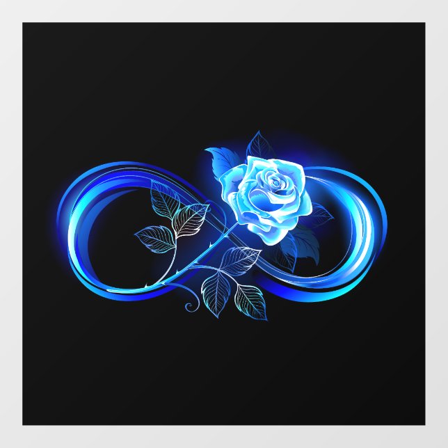 Autocollant Pour Fenêtre Glowing infinity with blue rose (Feuille)