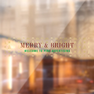 Autocollant Pour Fenêtre Gold Merry Bright Welcome Business Christmas
