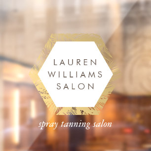 Autocollant Pour Fenêtre Golden Palms Spray Tanning Salon Logo Clôture