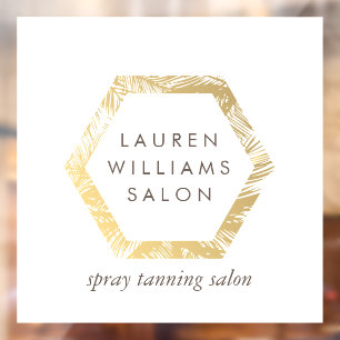 Autocollant Pour Fenêtre Golden Palms Spray Tanning Salon Logo sur White