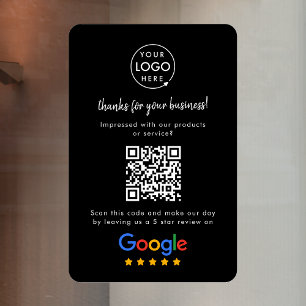 Autocollant Pour Fenêtre Google Avis Business Review Link QR Code noir