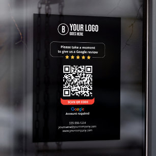Autocollant Pour Fenêtre Google Avis QR Code Note Mon entreprise 5 étoiles