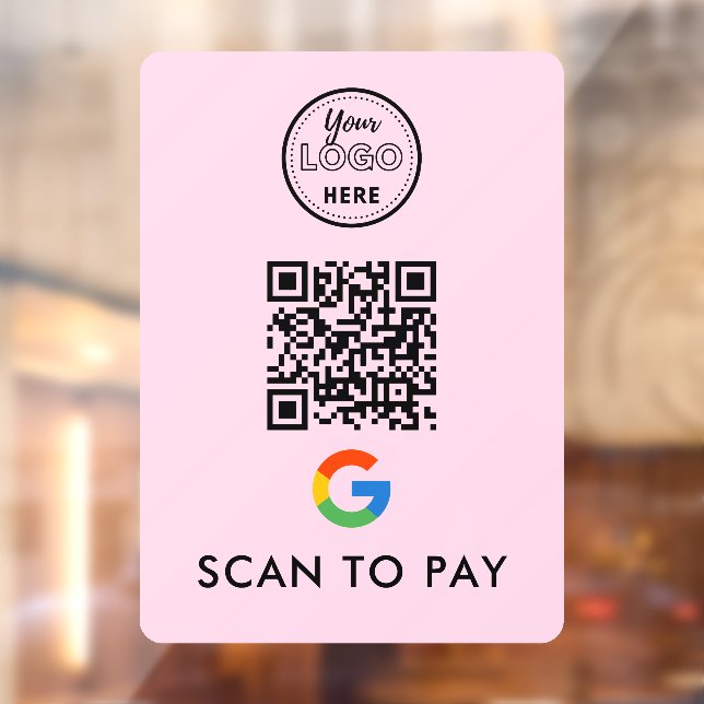 Autocollant Pour Fenêtre Google Pay QR Code Scan pour payer Logo moderne ro (Feuille 2)