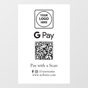 Autocollant Pour Fenêtre Google Pay QR   Paiement professionnel sans contac