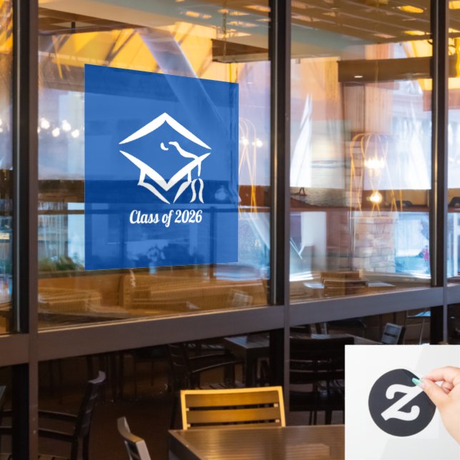 Autocollant Pour Fenêtre Graduation Class of 20?? BLUWHT Customize Year (Fenêtre du restaurant)