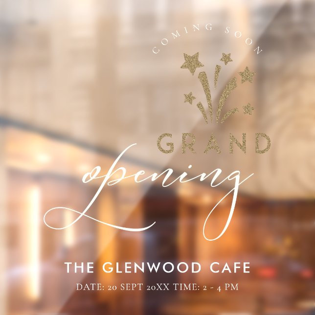 Autocollant Pour Fenêtre Grand feu d'artifice Star Gold Bientôt blanc (Feuille 2)