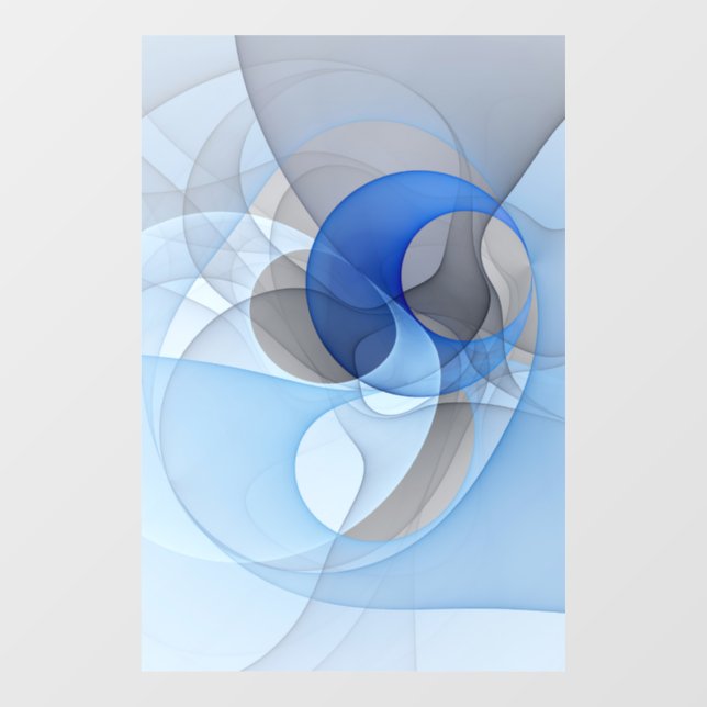 Autocollant Pour Fenêtre Graphique d'art fractal gris bleu Abstrait moderne (Feuille)
