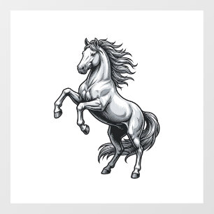 Autocollant Pour Fenêtre Gravure Vintage Cheval Cabré Design Vectoriel_1