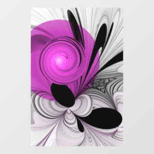 Autocollant Pour Fenêtre Gris Noir Abstrait Avec Art Fractal Magenta