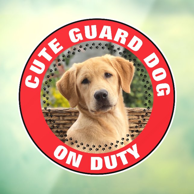 Autocollant Pour Fenêtre Guard Dog On Duty Alert Custom Pet Photo Cute (Feuille 3)