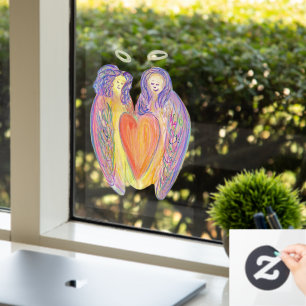 Autocollant Pour Fenêtre Guardian Angel Coeur Art Décoration Clous de fenêt