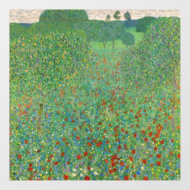 Autocollant Pour Fenêtre Gustav Klimt - Champ de pavot (Feuille)