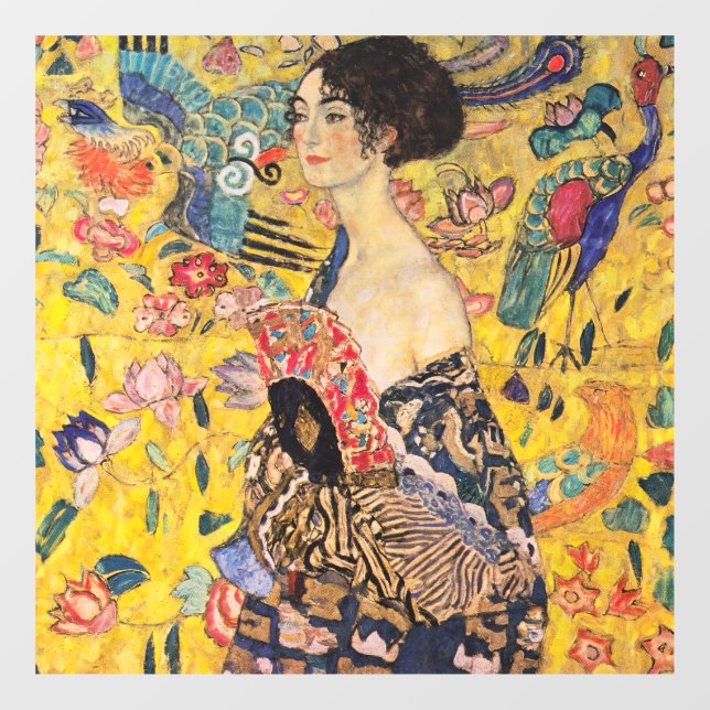 Autocollant Pour Fenêtre Gustav Klimt - Dame avec ventilateur (Feuille)