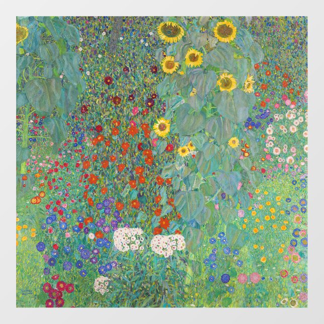 Autocollant Pour Fenêtre Gustav Klimt - Jardin de campagne avec tournesols (Feuille)