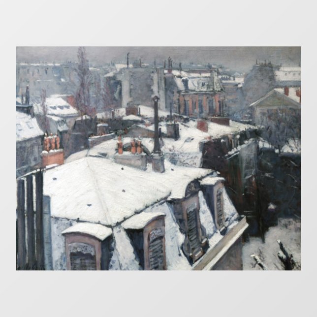 Autocollant Pour Fenêtre Gustave Caillebotte - Toits dans la neige (Feuille)