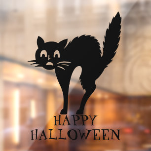 Autocollant Pour Fenêtre Halloween chats noirs décorations de texte personn