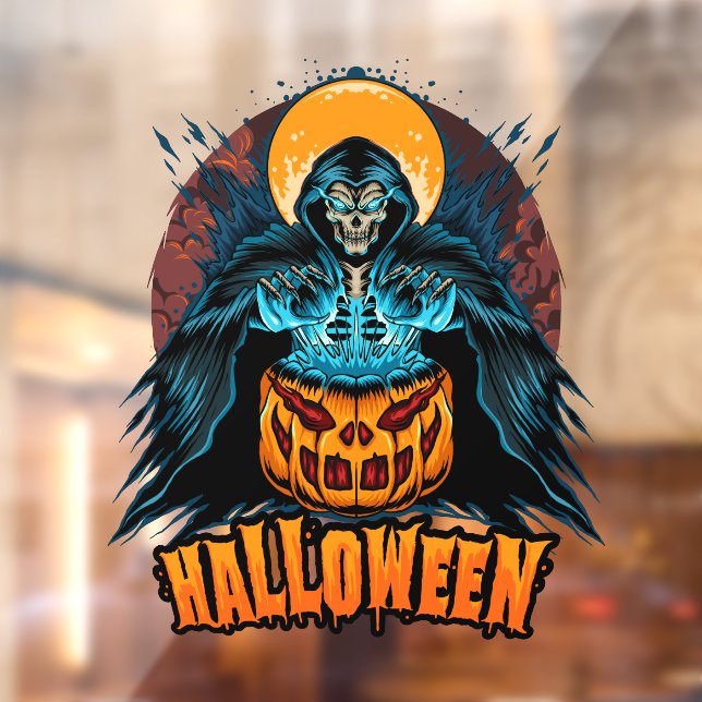 Autocollant Pour Fenêtre Halloween Citrouille Grim Reaper (Feuille 2)