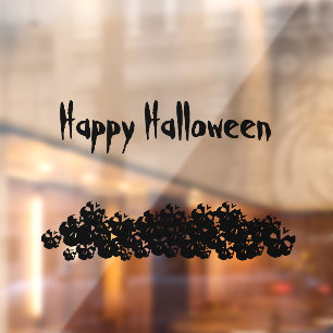 Autocollant Pour Fenêtre Halloween crânes noirs empiler texte personnalis