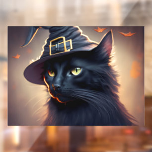 Autocollant Pour Fenêtre Halloween de chat noir