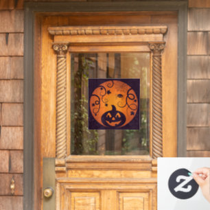 Autocollant Pour Fenêtre Halloween Jack-o'-lantern citrouille visage et ara