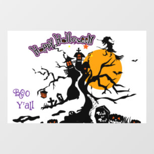 Autocollant Pour Fenêtre Halloween mignonne Éffrayante sorcière lunaire bla