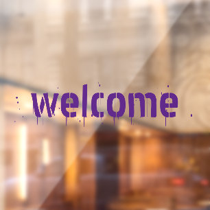 Autocollant Pour Fenêtre Halloween violet sanglant accueil texte personnali