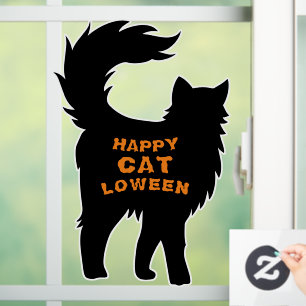 Autocollant Pour Fenêtre Happy Halloween Chat noir Catloween