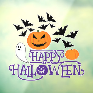 Autocollant Pour Fenêtre Happy Halloween fantôme citrouille chauve-souris t