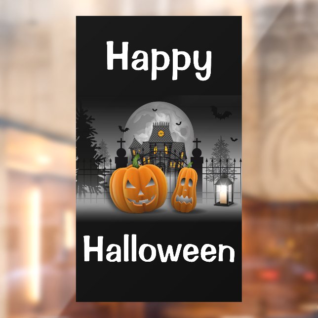 Autocollant Pour Fenêtre Happy Halloween hantée House et Jack-o-lanterns (Feuille 2)