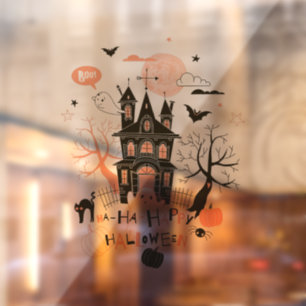 Autocollant Pour Fenêtre Happy Halloween Haunted House 