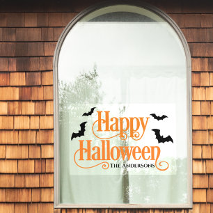 Autocollant Pour Fenêtre Happy Halloween Orange et Black Custom
