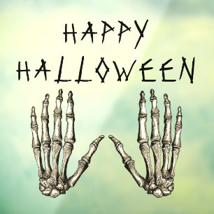 Autocollant Pour Fenêtre Happy Halloween Skeleton Mains