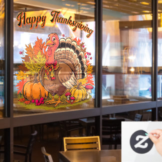 Autocollant Pour Fenêtre Happy Thanksgiving Turkey Fall Harvest Graphic 