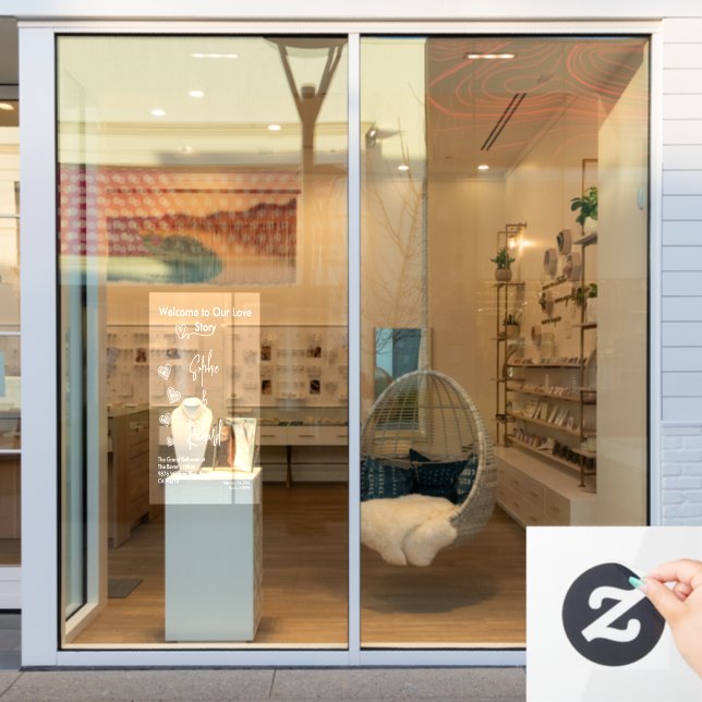 Autocollant Pour Fenêtre Hearts White Weddings Celebrating Love Romance (Vitrine du magasin)